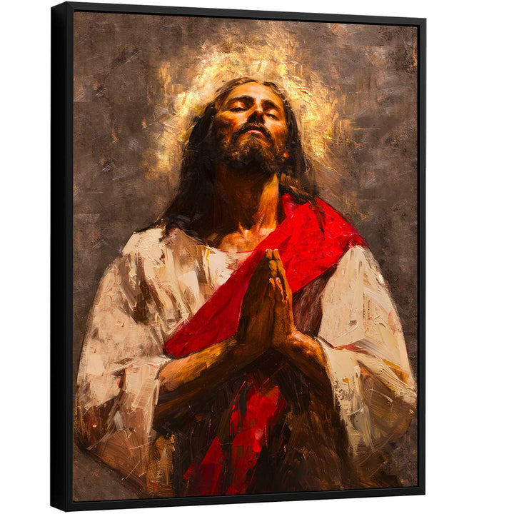 Jesus Praying Abstract Religious Canvas Print
