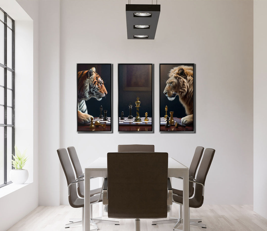 Game of Beast Lion vs Tiger Chess Wall Art