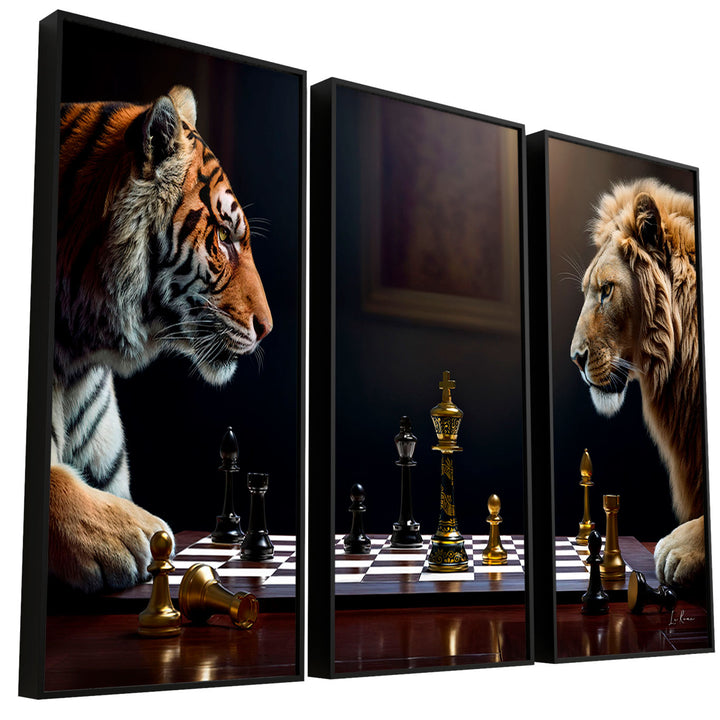 Game of Beast Lion vs Tiger Chess Wall Art