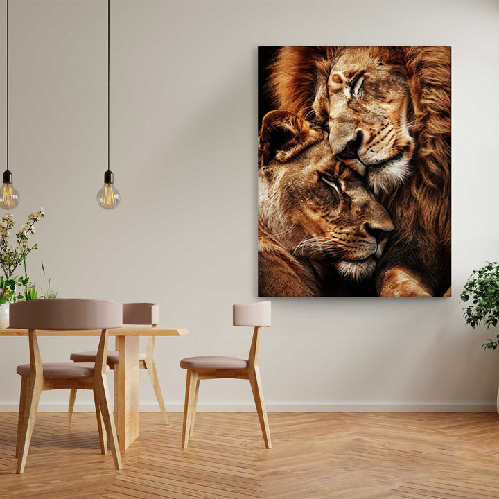 Lion and Lioness Couple Love Canvas Print