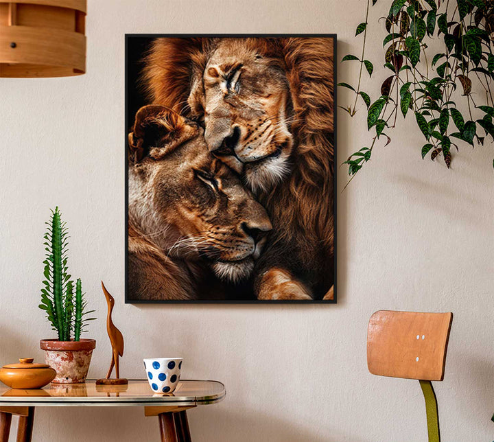 Lion and Lioness Couple Love Canvas Print