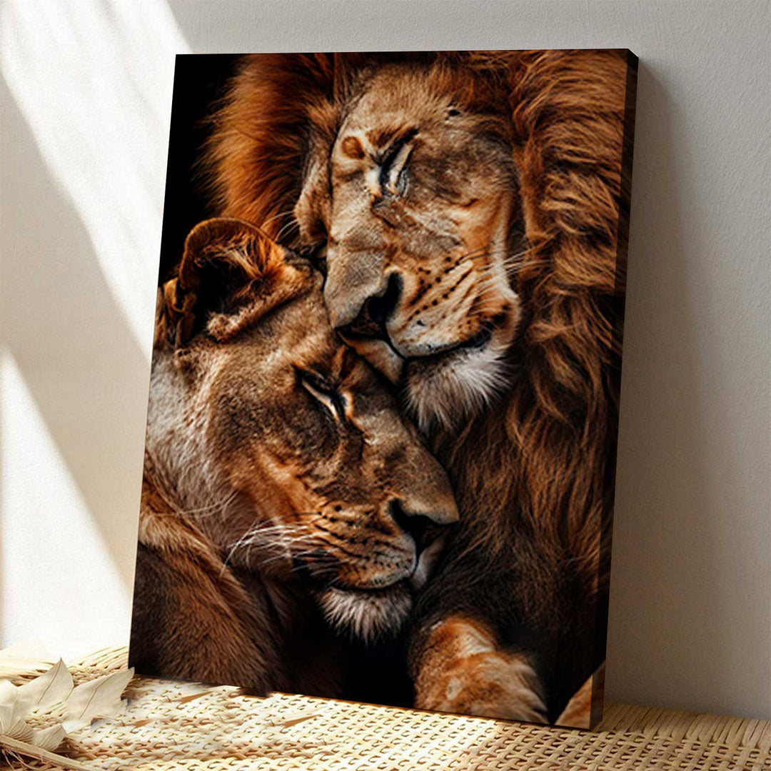 Lion and Lioness Couple Love Canvas Print