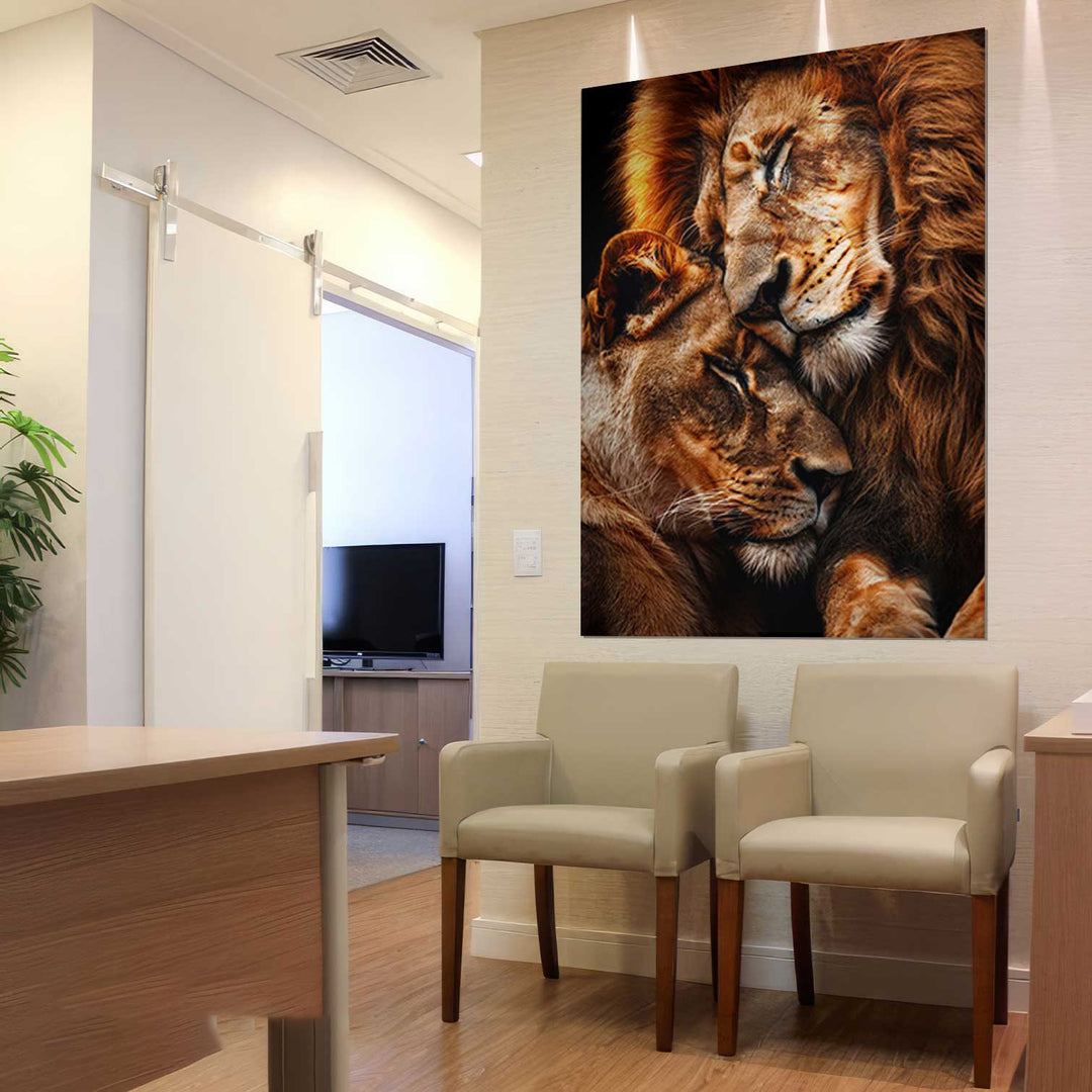 Lion and Lioness Couple Love Canvas Print