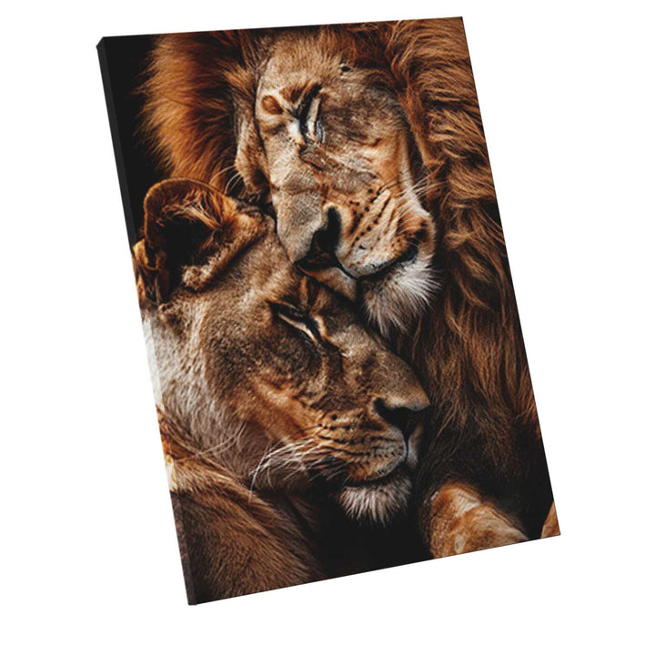 Lion and Lioness Couple Love Canvas Print