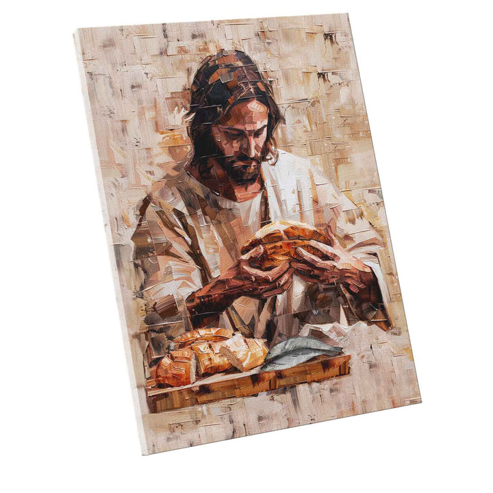 Jesus With a Bread Abstract Sacred Wall Art