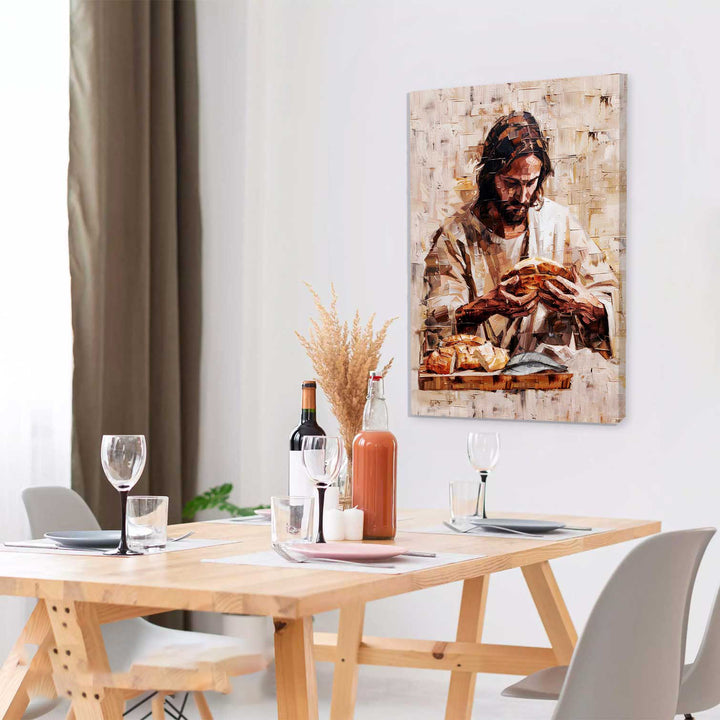 Jesus With a Bread Abstract Sacred Wall Art
