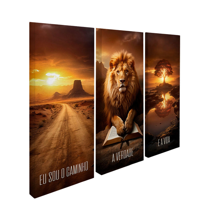 Lion of Judah and Scriptures Religious Canvas Print