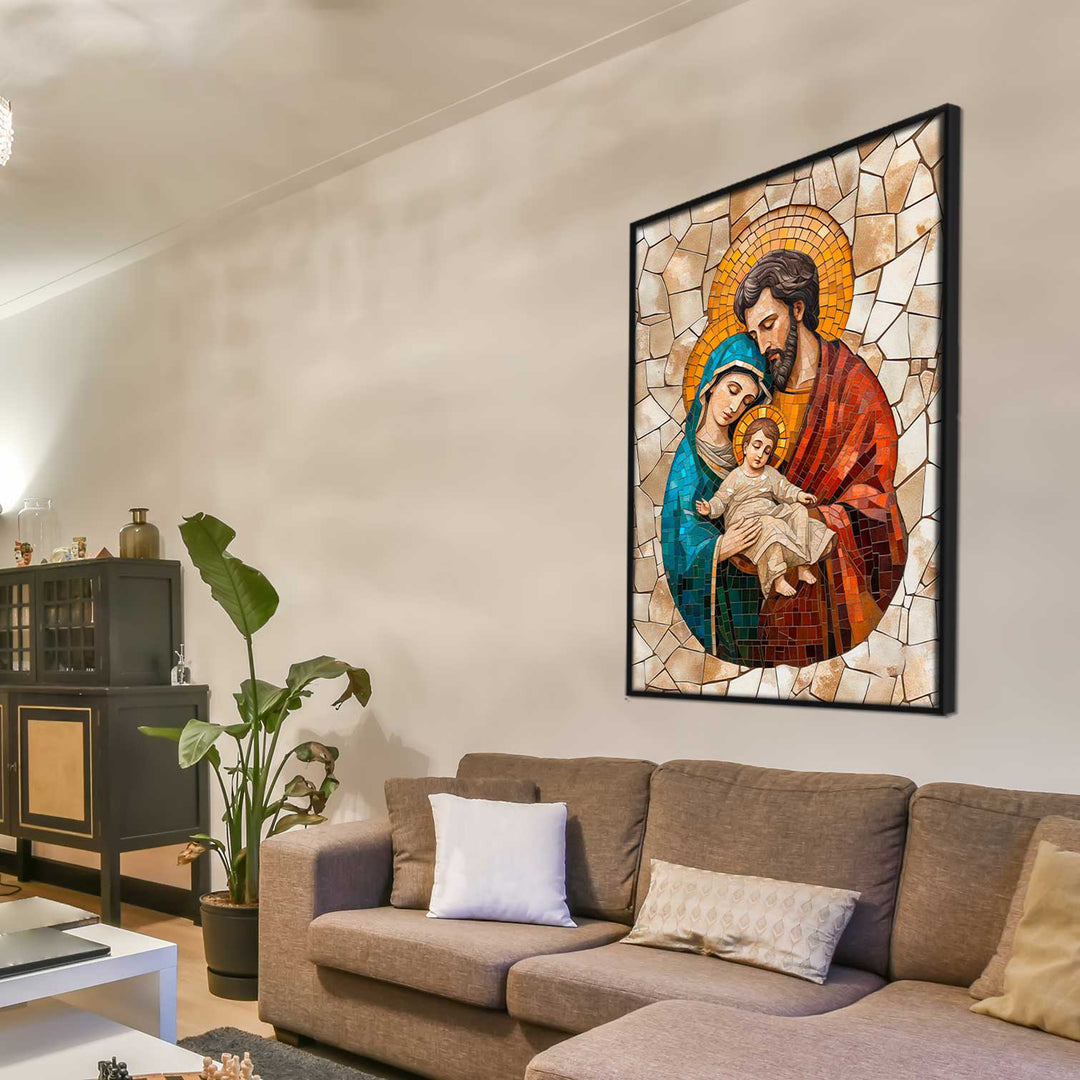 Holy Family Mosaic Painting  Christian Art for Home Decor