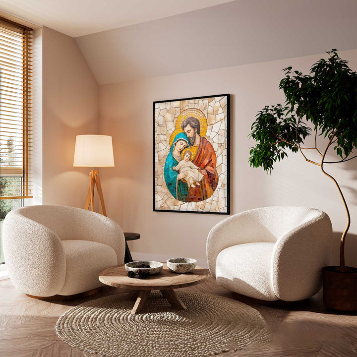 Holy Family Mosaic Painting  Christian Art for Home Decor