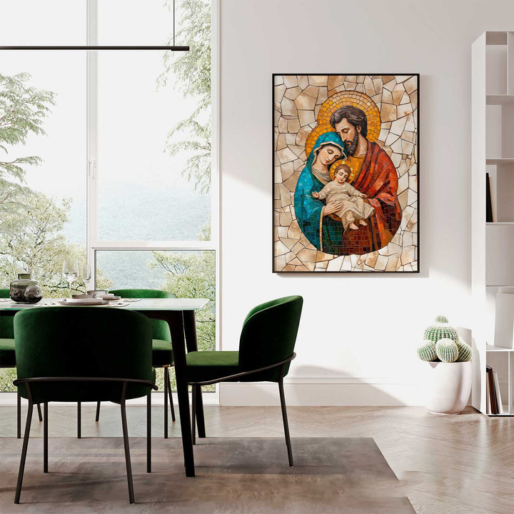 Holy Family Mosaic Painting  Christian Art for Home Decor