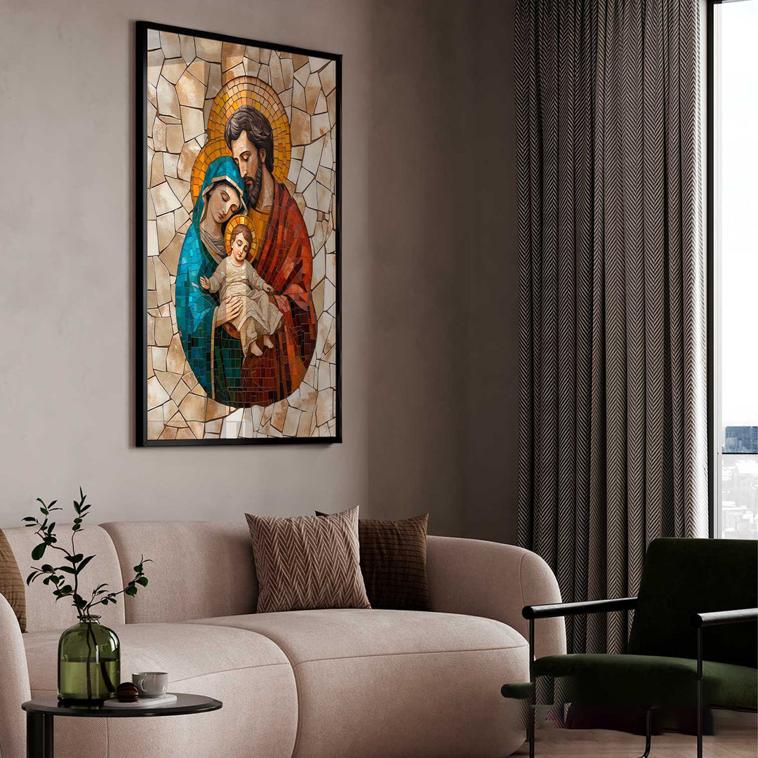 Holy Family Mosaic Painting  Christian Art for Home Decor