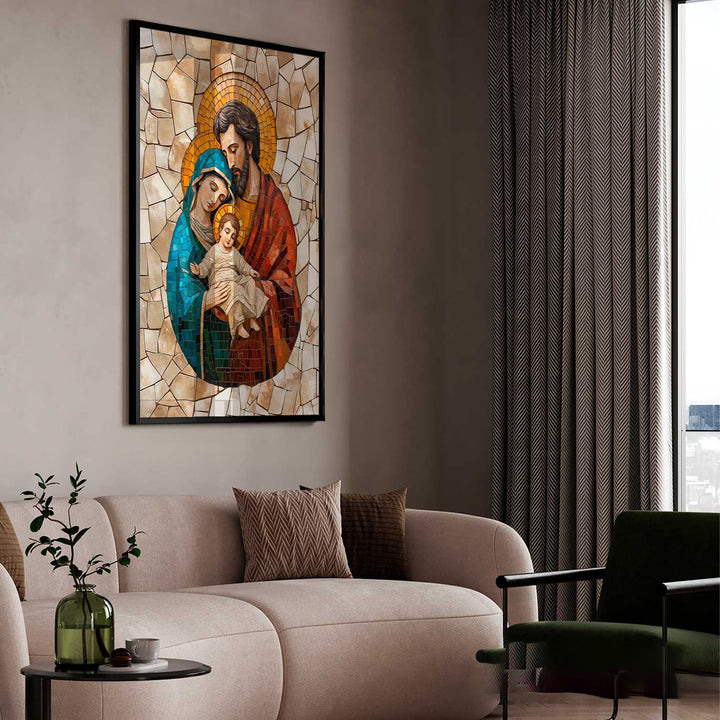 Holy Family Mosaic Painting  Christian Art for Home Decor
