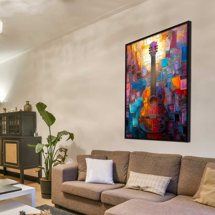 Guitar Harmony of Colors Painting Vibrant Music Art