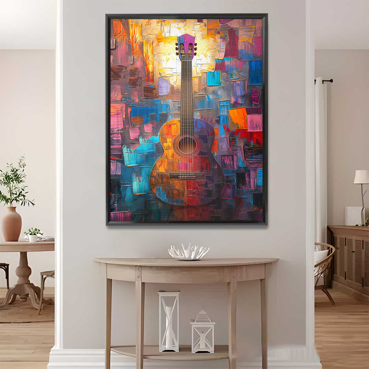 Guitar Harmony of Colors Painting Vibrant Music Art