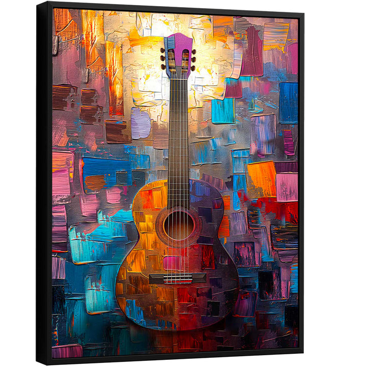 Guitar Harmony of Colors Painting Vibrant Music Art