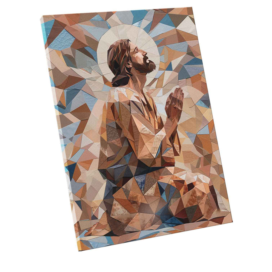 Jesus Geometric Textures Frame  Modern Religious Wall Art Abstract Canvas Print