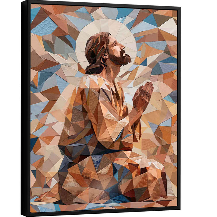Jesus Geometric Textures Frame  Modern Religious Wall Art Abstract Canvas Print