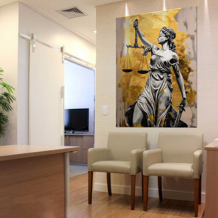 Themis Goddes of Justice Wall Art, Gavel of Justic Canvas Print