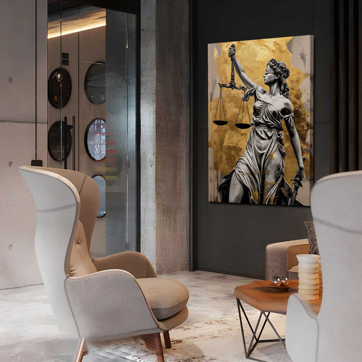 Themis Goddes of Justice Wall Art, Gavel of Justic Canvas Print