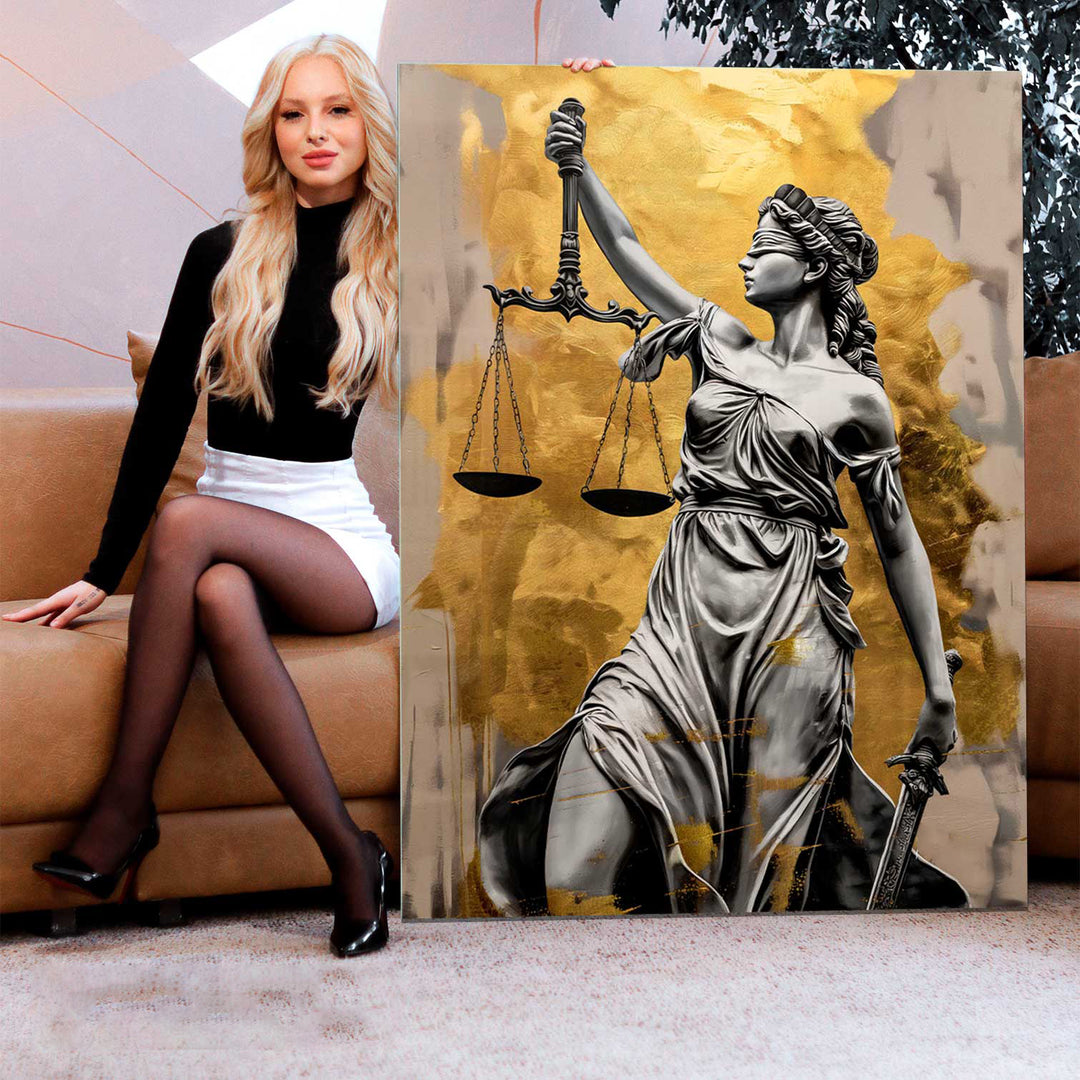 Themis Goddes of Justice Wall Art, Gavel of Justic Canvas Print