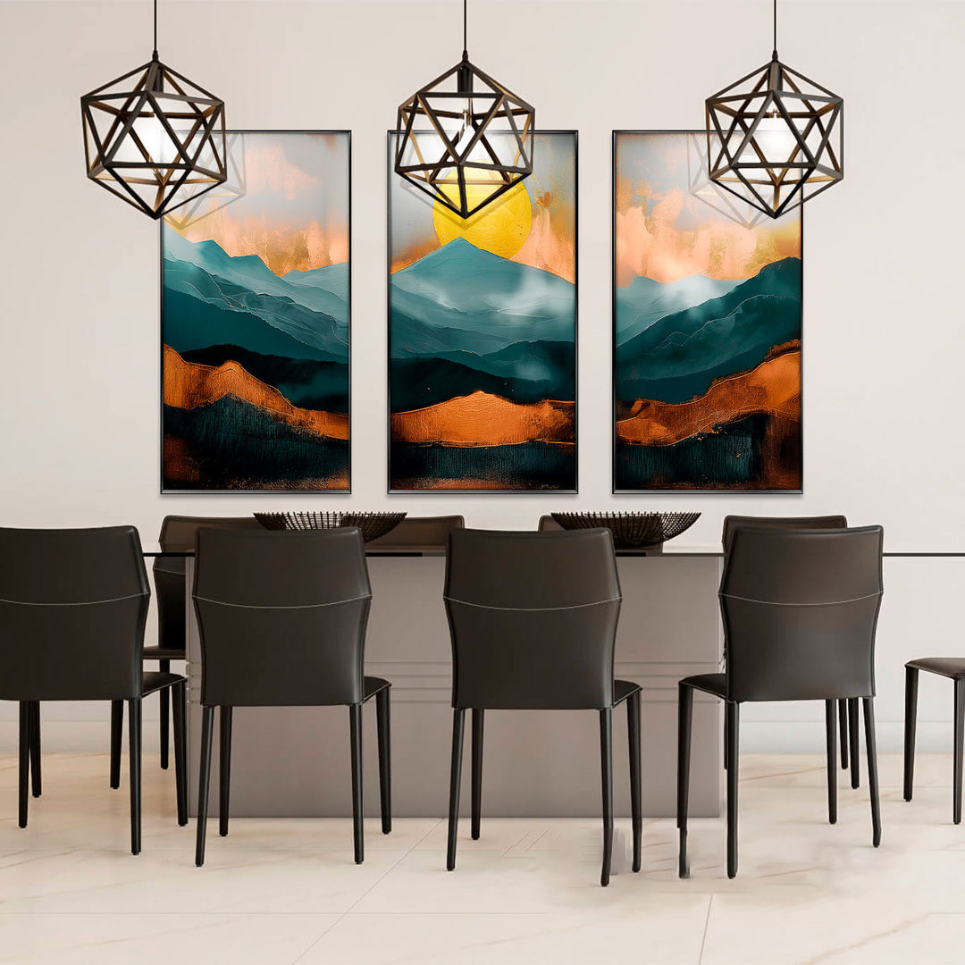 Golden Horizons Abstract Frame - 3 Pieces