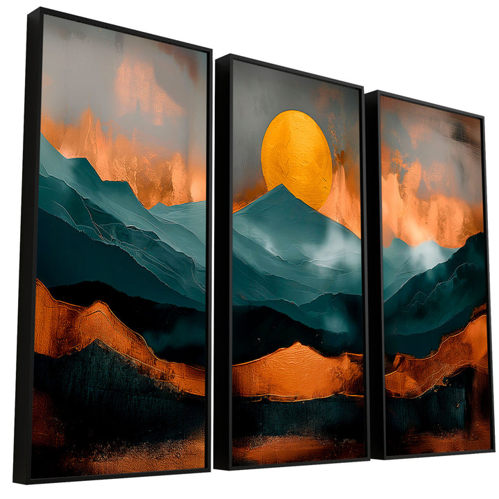 Golden Horizons Abstract Frame - 3 Pieces