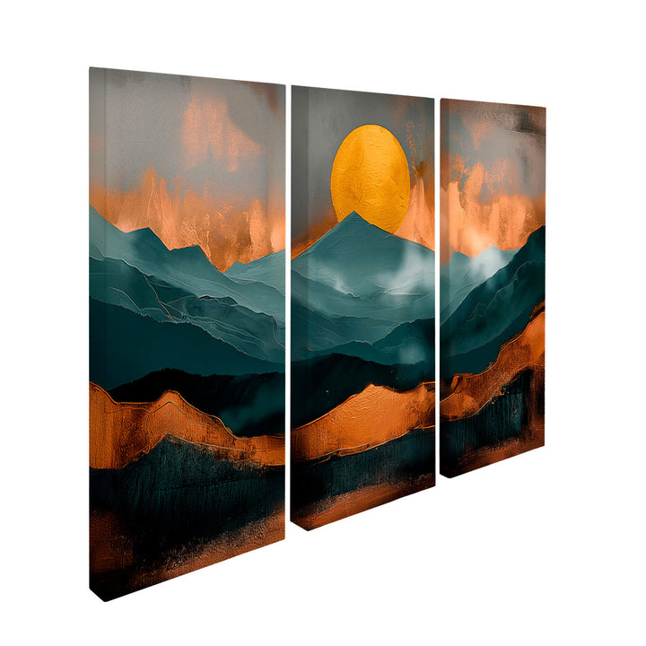 Golden Horizons Abstract Frame - 3 Pieces