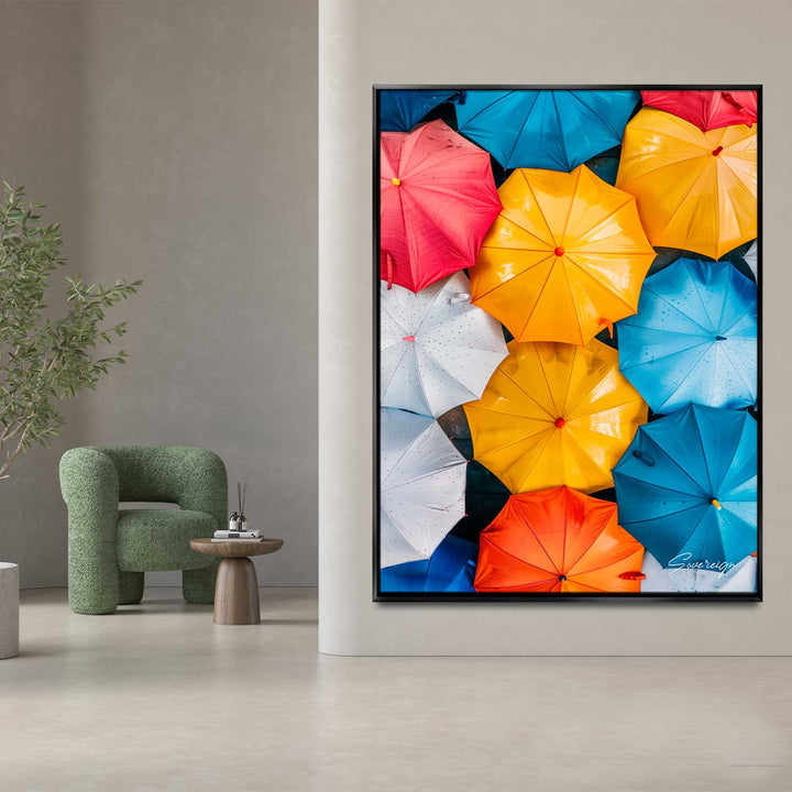 Vibrant Colorful Umbrellas in Harmony Canvas