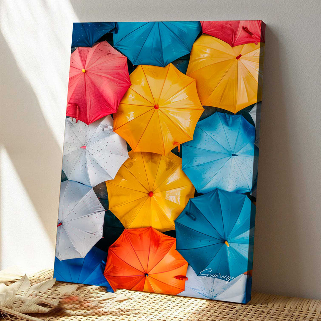 Vibrant Colorful Umbrellas in Harmony Canvas