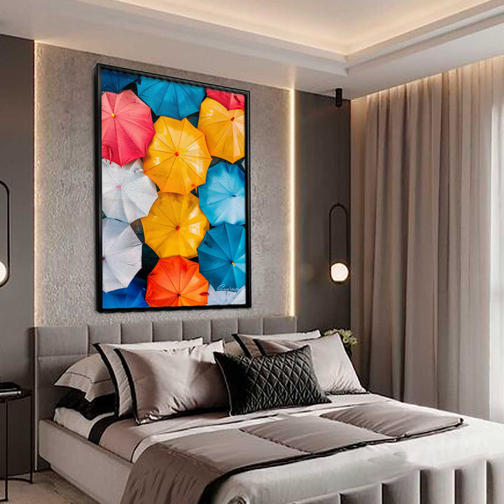 Vibrant Colorful Umbrellas in Harmony Canvas