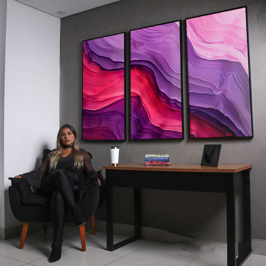 Enchanted Marble Abstract Painting - 3 Pieces