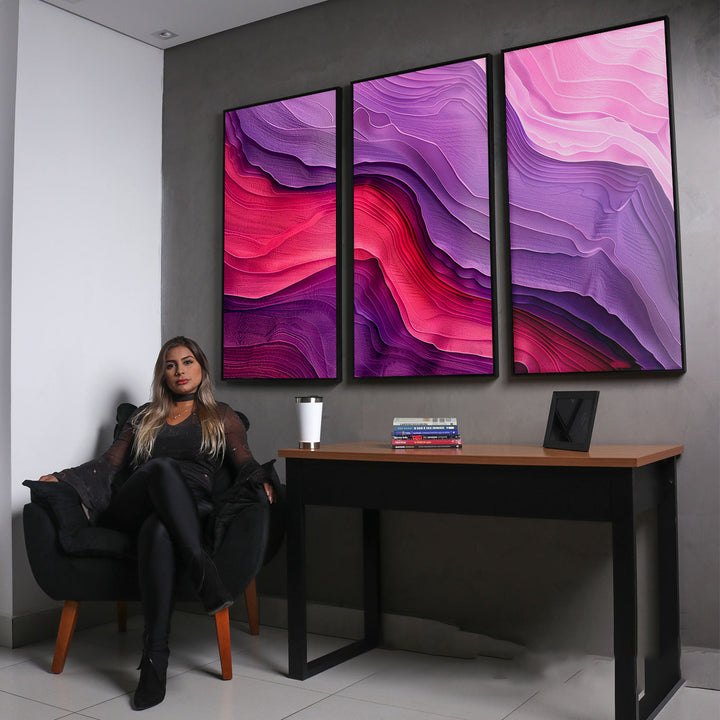 Enchanted Marble Abstract Painting - 3 Pieces