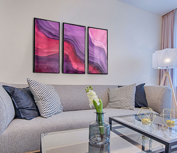Enchanted Marble Abstract Painting - 3 Pieces