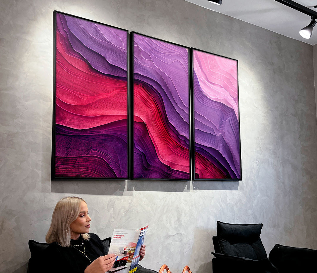 Enchanted Marble Abstract Painting - 3 Pieces