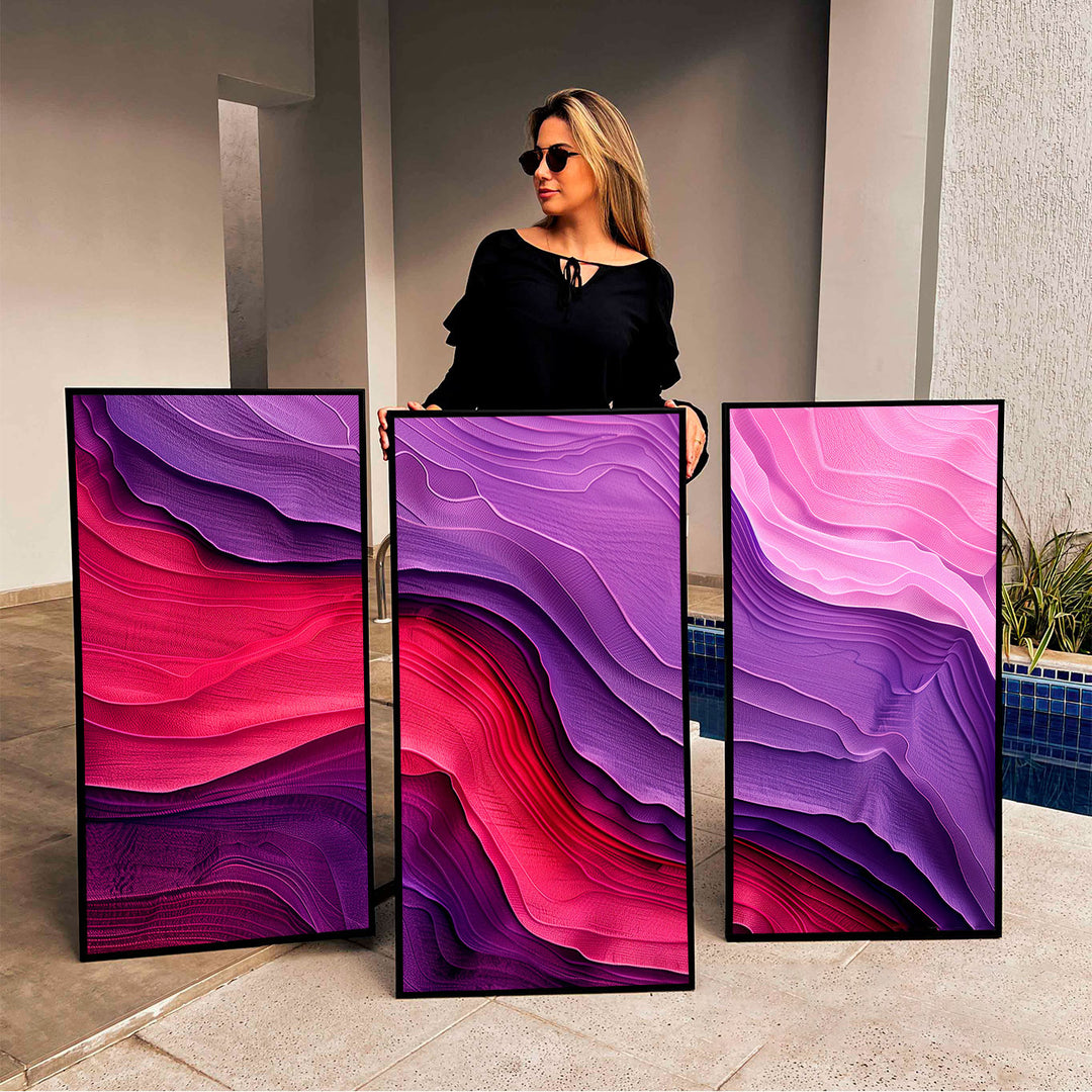 Enchanted Marble Abstract Painting - 3 Pieces