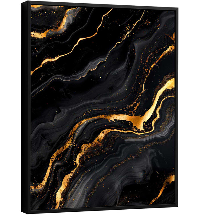 Abstract Gold Marble Frame on Black