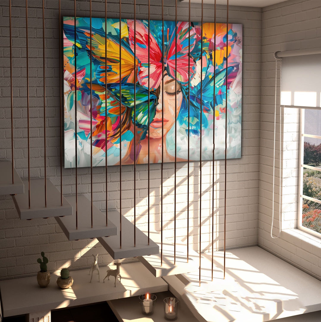 Enchanted Freedom Floral Head Woman Abstract Painting