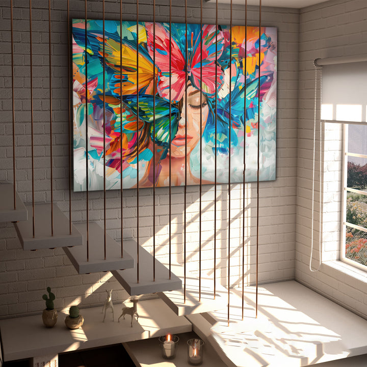 Enchanted Freedom Floral Head Woman Abstract Painting