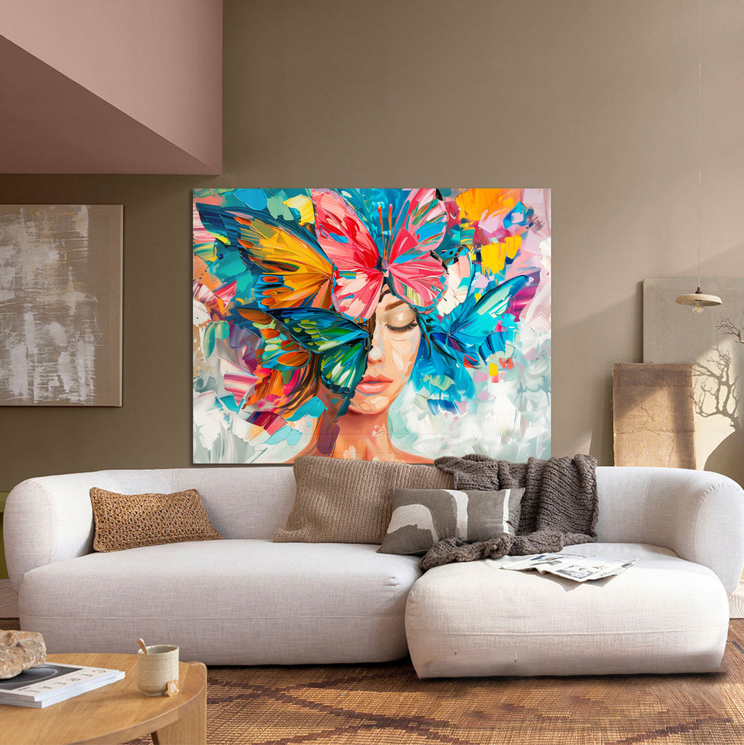Enchanted Freedom Floral Head Woman Abstract Painting
