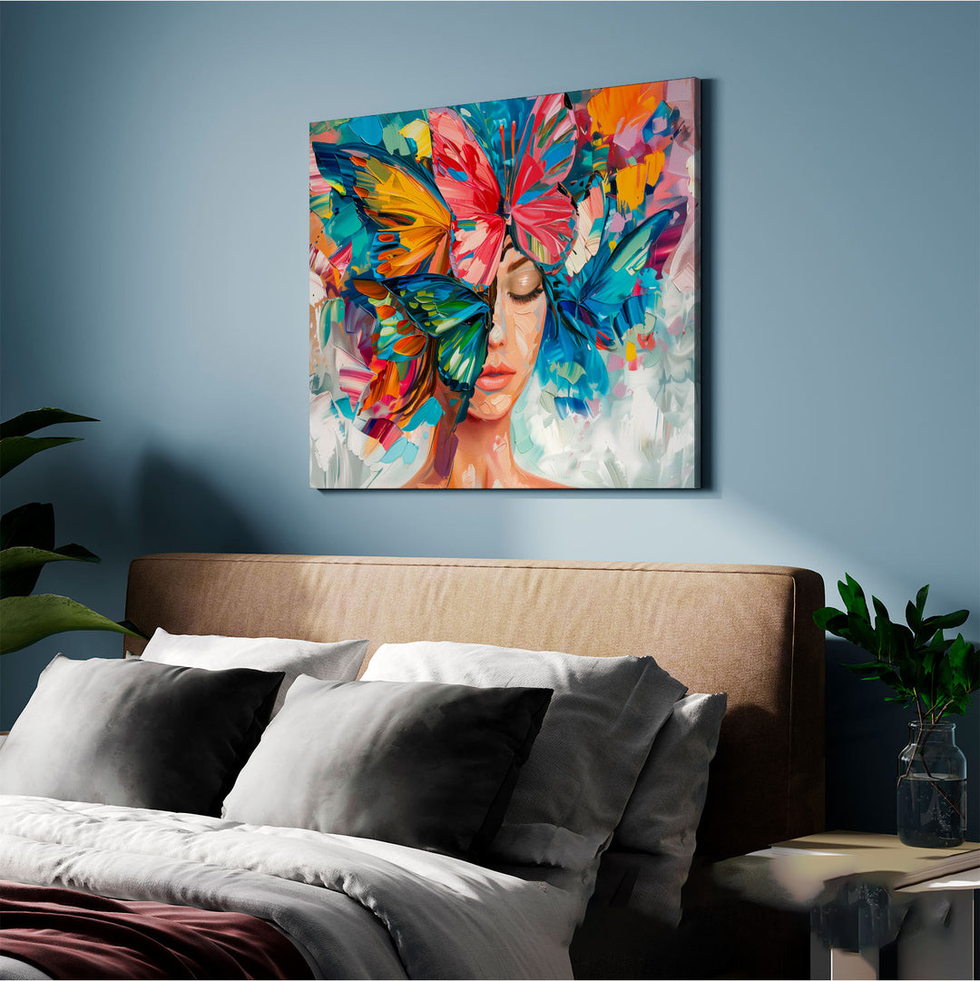 Enchanted Freedom Floral Head Woman Abstract Painting