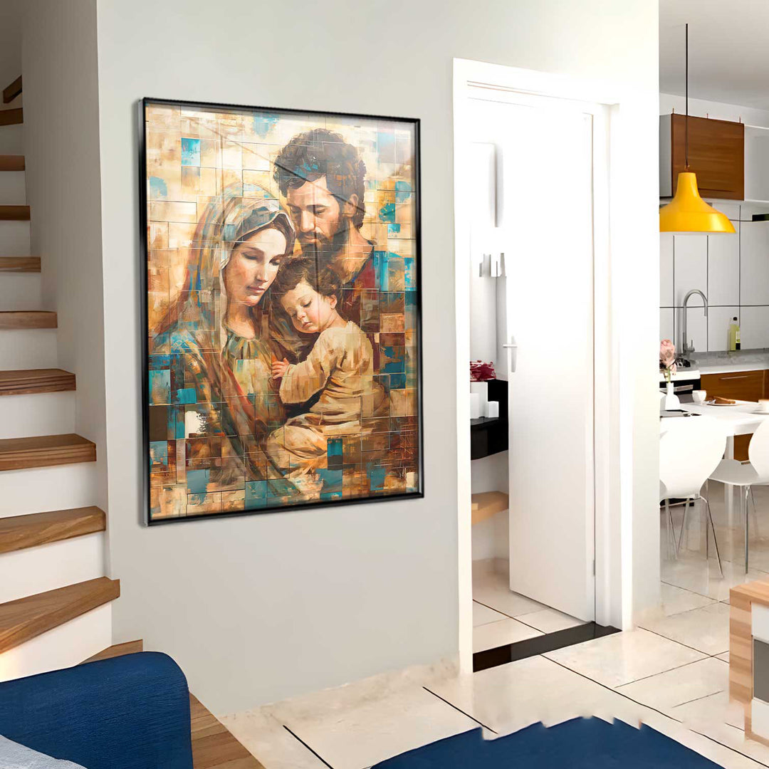 Holy Family Abstract Grid Art Frame