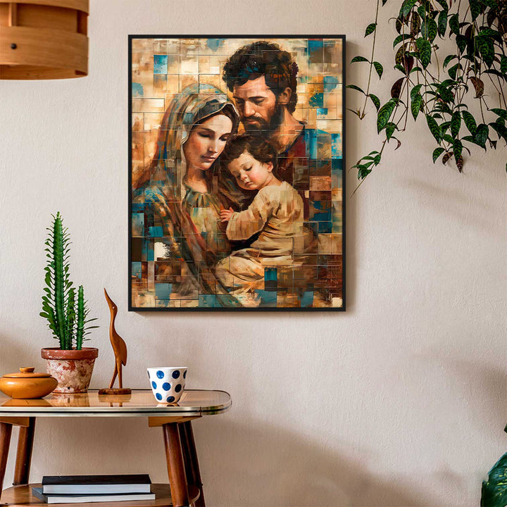 Holy Family Abstract Grid Art Frame