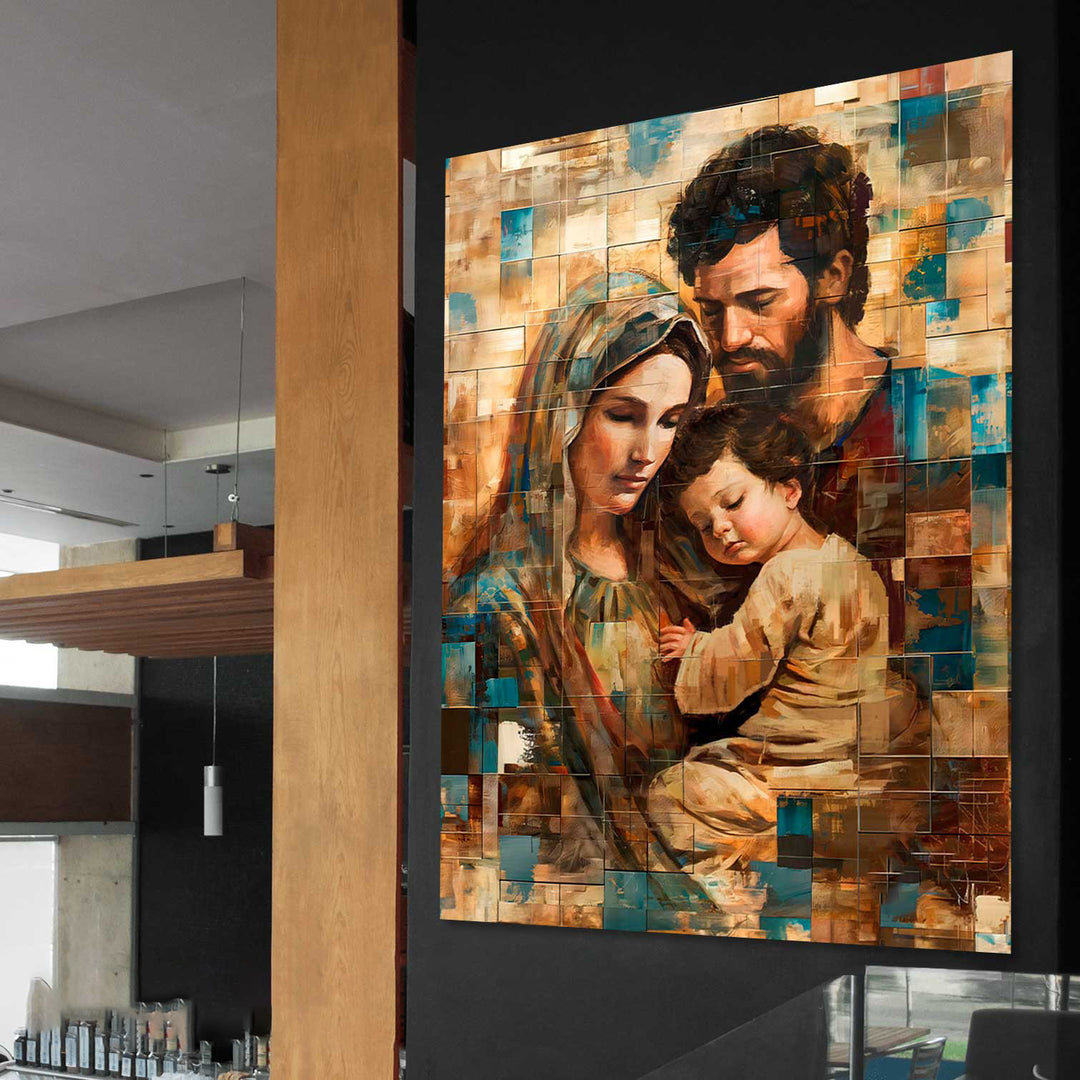 Holy Family Abstract Grid Art Frame