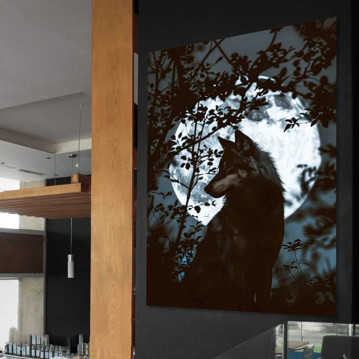 Wolf on Full Moon Painting