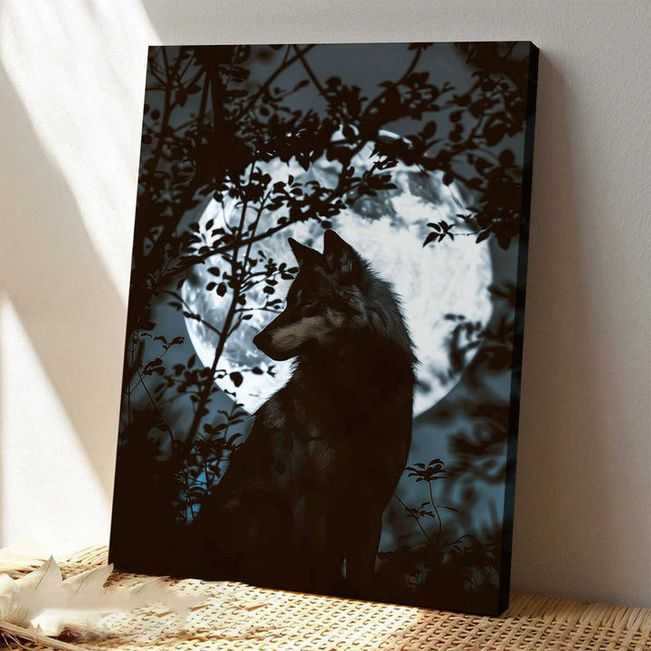 Wolf on Full Moon Painting