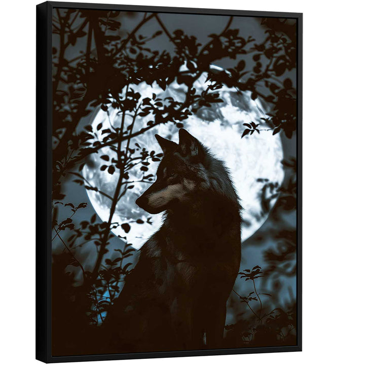 Wolf on Full Moon Painting