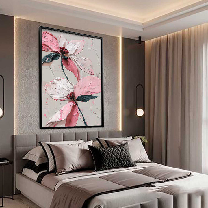 Floral Wildflower Pink and White Abstract Painting