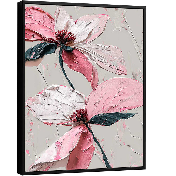 Floral Wildflower Pink and White Abstract Painting