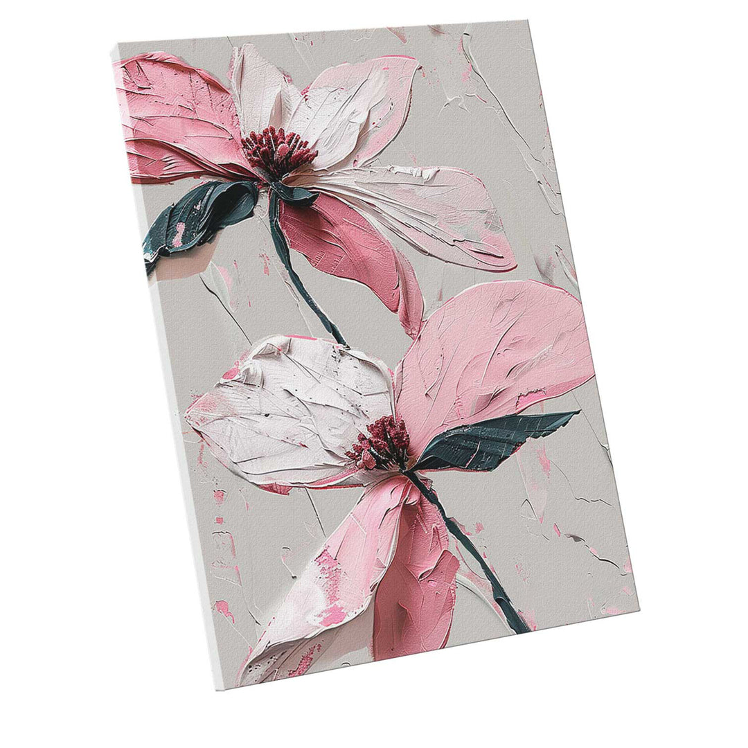 Floral Wildflower Pink and White Abstract Painting