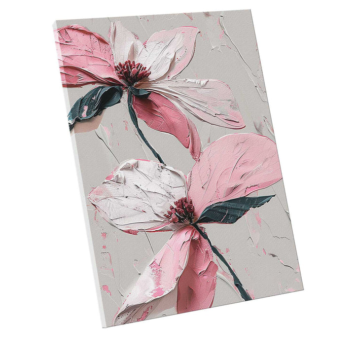 Floral Wildflower Pink and White Abstract Painting